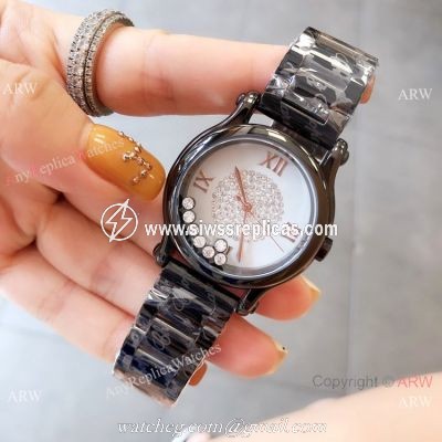 Copy Chopard Happy Sport Quartz Watch Black Case White Dial