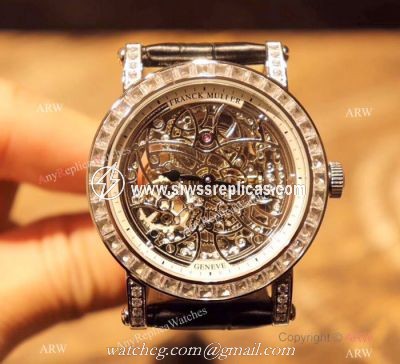 New Replica Franck Muller Round Skeleton Watch SS Diamond Bezel