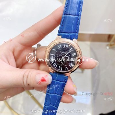 Fake Cartier Ballon Bleu Cartier Watch Lady 36mm Blue Leather Band