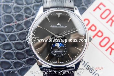 Swiss Grade Jaeger LeCoultre Master Ultra Thin Moon SS Black Face Watch 39mm