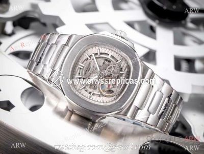 New Patek Philippe Nautilus Ss Silver dial Watch Patek Philippe Skeleton Replica