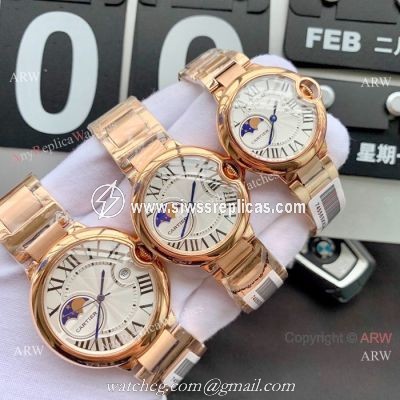 Replica Cartier Ballon Bleu Moonphase Rose Gold Quartz Watch