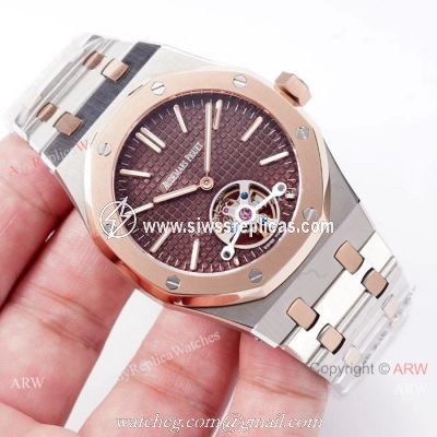 Copy Audemars Piguet Royal Oak Tourbillon Swiss 2924 Watches 2-Tone Rose Gold