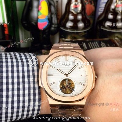 Best Replica Patek Philippe Tourbillon Watches 40mm Rose Gold and White