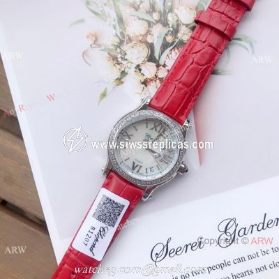 Copy Chopard Happy Sport 36mm Watch SS Diamond White MOP Dial