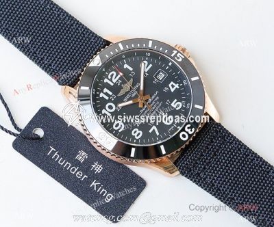 Swiss Replica Breitling Superocean II Black Dial Rose Gold Watch New 2019