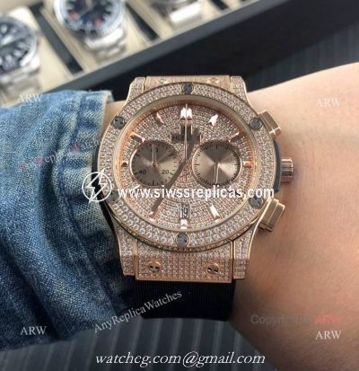 Classic Fusion Hublot Knock off Watch Rose Gold Iced Out watch