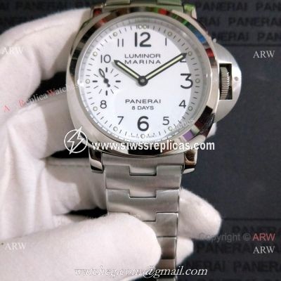 AAA Quality Panerai Luminor Marina 44mm Watch Stainless Steel White Face