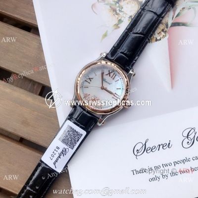 Replica Chopard Happy Sport 36mm Watches 2-Tone Rose Gold White Dial