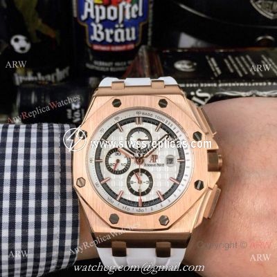 Replica Audemars Piguet Royal Oak Offshore 44mm Watch Rose Gold White