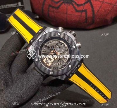 Hublot Geneve Big Bang Chronograph Watches Yellow Gummy Band
