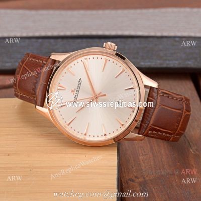 Best Copy Jaeger-LeCoultre Master Rose Gold Silver Face Watch Simple Design