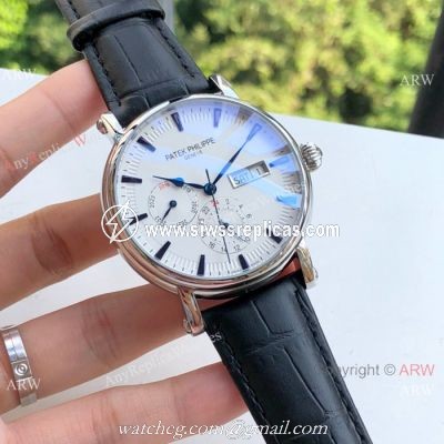 Copy Patek Philippe Geneve Day-date 43mm Watch SS White Dial