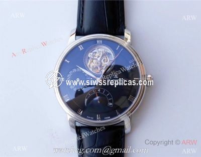 Best 1-1 Replica JB Factory Blancpain Villeret REAL Tourbillon Watch SS Black Dial