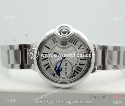 Copy Cartier Ballon Bleu Moonphase Watch Stainless Steel Sapphire crystal