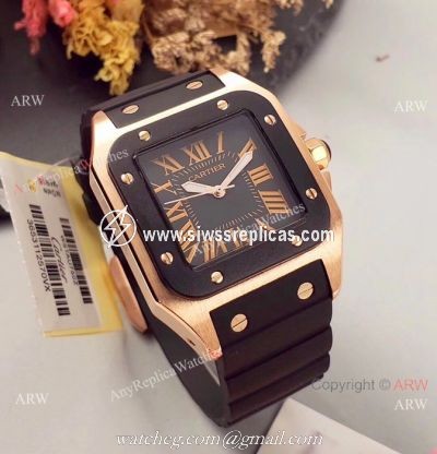 Japan Grade Replica Cartier Santos 100 Rose Gold Watch 35mm