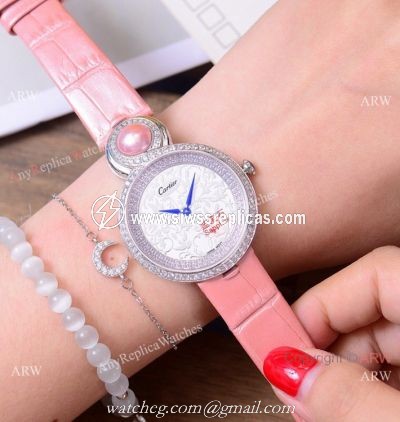 Higher Quality Cartier Ladies 35mm Watch Stainless Steel Diamond