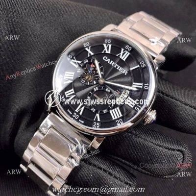 New Cartier Rotonde de Moon phase Stainless Steel Black Watch 40mm