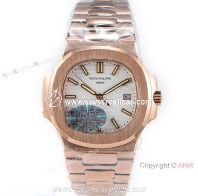 (OE) Swiss Replica Patek Philippe 5713 G Nautilus Watch Rose Gold White Face