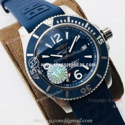 2021 New! TF Factory Breitling Superocean 44 Automatic Watch Blue Rubber Strap