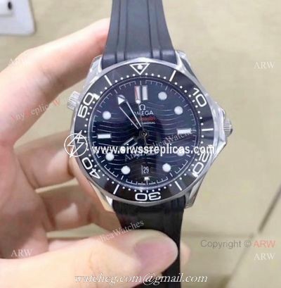 Omega Seamaster 300m Watch  Stainless Steel Black Wave Dial Replica Omega Watch
