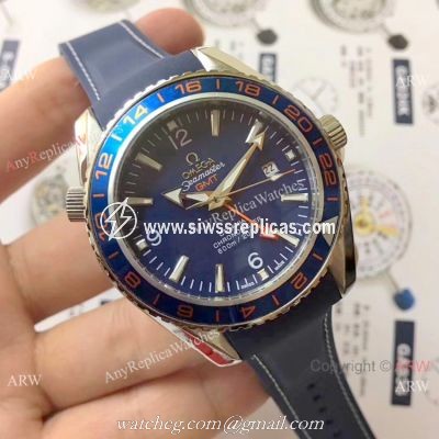 Omega Planet Ocean GMT 600m Blue Rubber Strap Omega Clone Watch