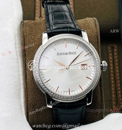 NEW! Swiss Replica Audemars Piguet Jules Audemars Watch 41mm Diamond Bezel Rose Gold Markers