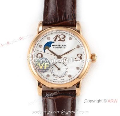 VF Factory Fake Montblanc Star Legacy Moon Rose Gold White Face Watch