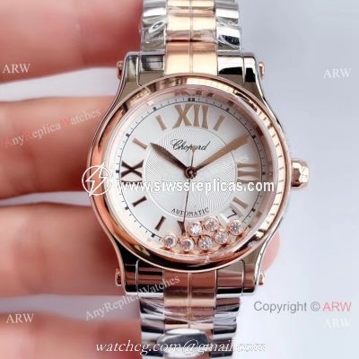 YF Factory Replica Chopard HAPPY SPORT Ladies Watch Two Tone Rose Gold