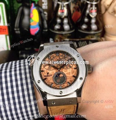New Copy Hublot Classic Fusion Perpetual Calendar Men Watch SS Brown Dial