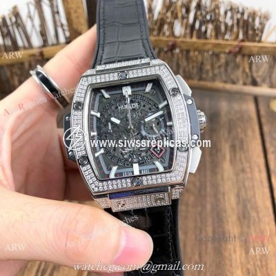 Hublot MP-06 Senna Copy Waches SS Diamond Case Black Dial