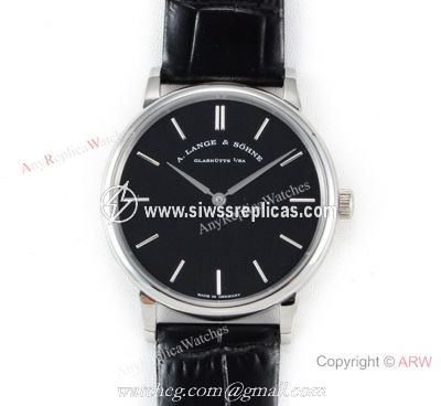Swiss Grade A.Lange Sohne Saxonia Thin 2892 SS Black Dial Watch Super clone
