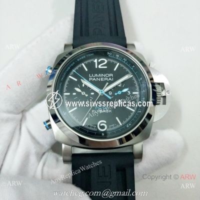 2019 Copy Panerai Luminor PCYC Flyback PAM764 Watch SS Green Marker