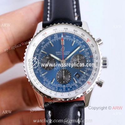 JF Factory Copy Breitling Navitimer 01 Automatic Chronograph Watch SS Blue Dial