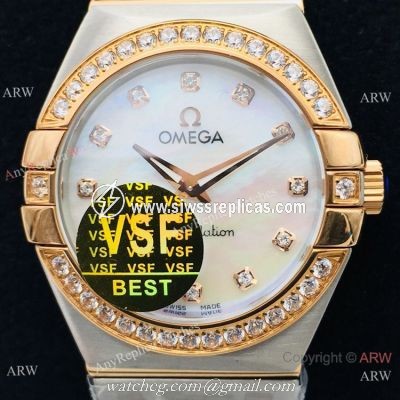 (VS) Omega Constellation Two Tone Rose Gold 27mm Watch with Quartz Movement