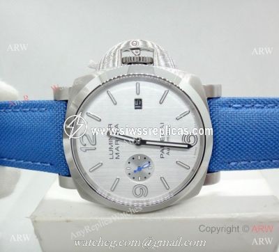 Copy Panerai Luminor Marina PAM 687 Automatic Watch SS Blue Leather Strap