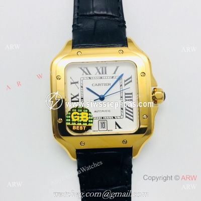 (GB) 2019 New Cartier Santos Yellow Gold Watch AAA Swiss Replica