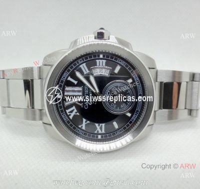 AAA Quality Cartier Calibre de Stainless Steel Black Dial Watch Automatic