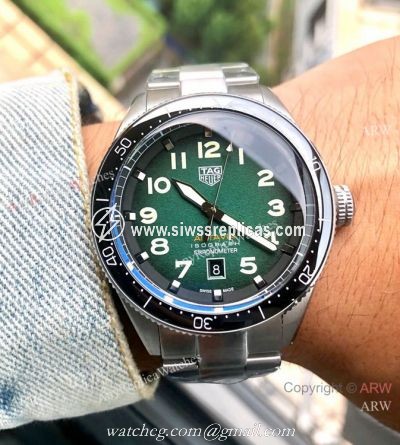 New Style TAG Heuer Autavia Isograph Stainless Steel Green Dial Watches