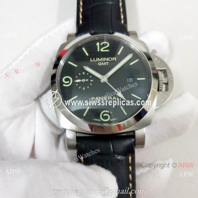 Officine Panerai Luminor GMT PAM320 Copy Watch SS Black Dial