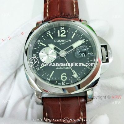 Fake Panerai Luminor GMT PAM00088 Watch Ss Brown Leather Band