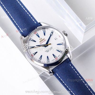 (VS)Swiss Copy OMEGA Seamaster Aqua Terra RYDER CUP Watch Blue Leather Strap