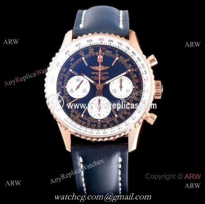 JF Factory Breitling Navitimer 01 Rose Gold Blue Face Watch Super Clone