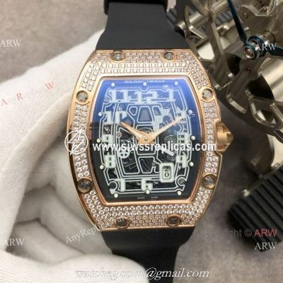 Super Clone Richard Mille AAA RM 67-01 Extra Flat Rose Gold Diamond Watch