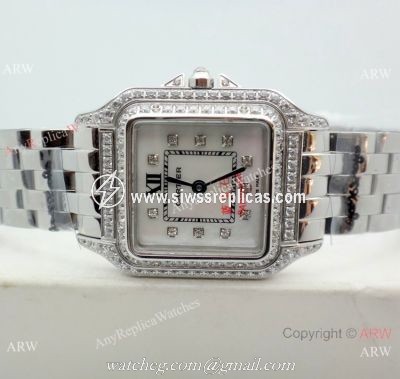 Clone Cartier Panthere de Stainless Steel Diamond Watch Quartz 27mm