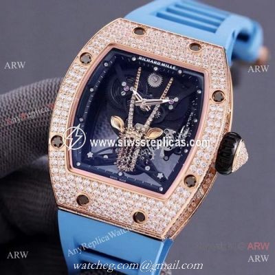 Swiss Quality Replica Richard Mille Goat Mask Automatic Watches Rose Gold