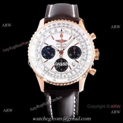 JF Factory Breitling Navitimer 01 Watch Rose Gold White Dial