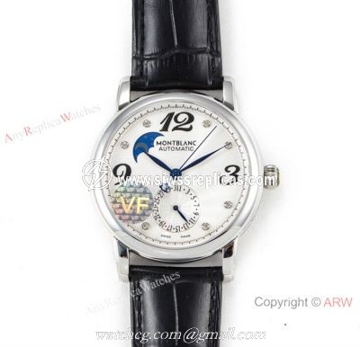 VF Swiss Fake Montblanc Star Legacy Moon SS White Face Watch Mont Blanc Knock off