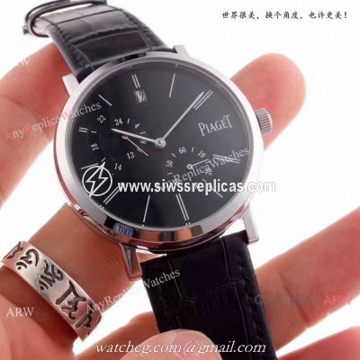 New Piaget Altiplano Automatic Watch Replica SS Black Leather Strap