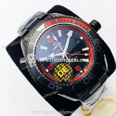 Swiss Grade 1 Omega Planet Ocean Deep Black 8906 Red Inner Watch OE Factory